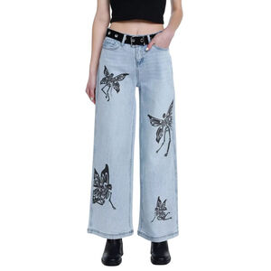 HOT TOPIC Sweet Society SKELETON FAIRY Straight Leg HIGH RISE Jeans JR TEEN Sz 5